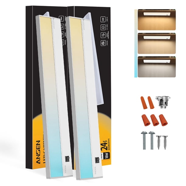 Iluminación para debajo del armario Ansen, cableada, 24 pulgadas, 18 W, 1237 LM LED