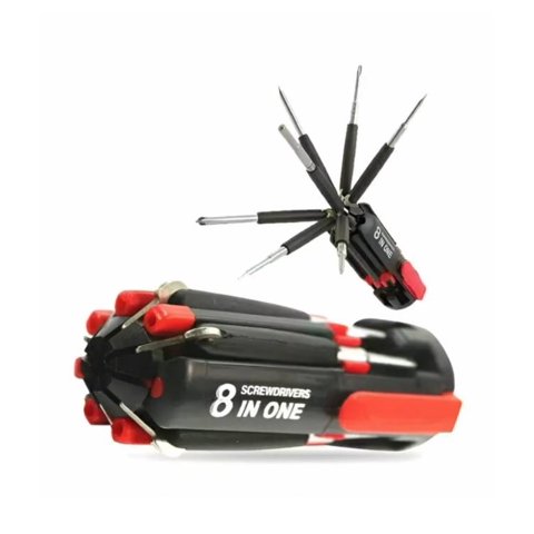 Tomasstore - Set Destornillador 8 En 1 Linterna Led Herramienta Multiuso