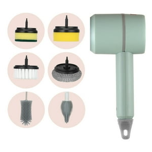 Veat00L - Cepillo De Limpieza Inalámbrico Motorizado - Giro 360° Con 6 Cabezales - Ideal Para Cocina, Baño Y Limpieza Doméstica