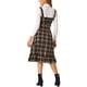 thumbnail image 3 of INSPIRE CHIC Vestido a Cuadros para Mujer con Volantes sin Mangas Vintage con Cinturón en la Cintura Línea A Pinafore Vestidos M Caqui Marrón, 3 of 5