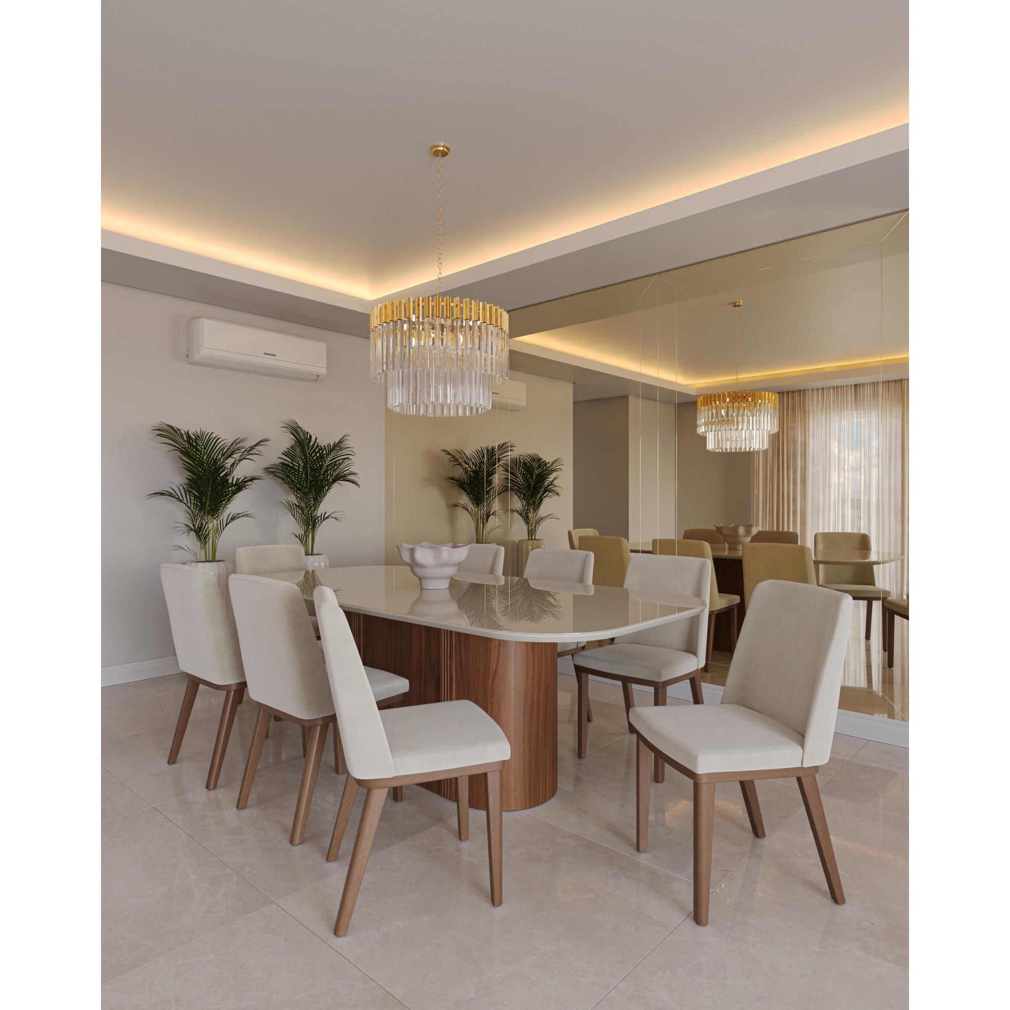 Decocasa - Juego Comedor Donatella 8 Sillas Kalina Blanco - Castaño