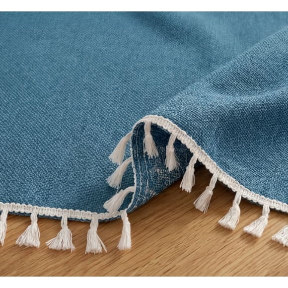 Mantel Rectangular Impermeable con Fleco 140x220 cm - Azul Petróleo