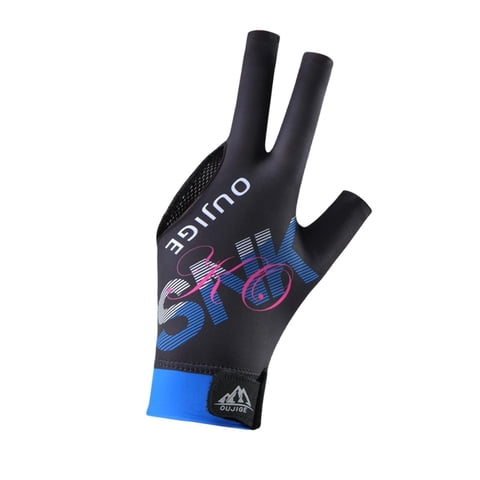 Ioensy - Guante De Billar De 3 Dedos, Antideslizante, Cómodo Y Portátil, Para Mano Izquierda, Color Negro Y Azul