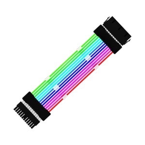 Magideal - Extensión Cable Rgb Cables Con Funda Cable De Extensión De Alimentación Rgb Línea De Color 24 Pines 2X8 Pines 3X8 Pines Cable Pcie Duradero Direc Negro 24 Pines