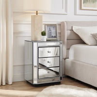 M&Ms - 3-Drawer Mirrored Nightstand Bedside Table, Modern End Side Table, Mirrored Nightstand, Mirrored Side Table For Living Room, Bedroom, Entryway 17.7""W X 13.8""D X 23.6""H