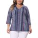thumbnail image 1 of Agnes Orinda Camisetas de Mujer Tallas Grandes Cuello en V Manga 3/4 Camiseta de Punto Rayas Blusas Boho 4X Azul Marino, 1 of 5