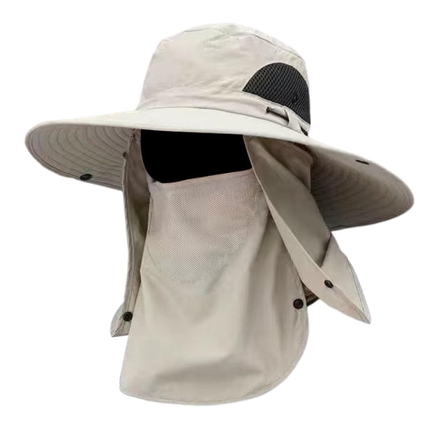 Gorra para el sol Sombrero de pesca Protección Transpirable Visera para exteriores con cara extraíble Cubierta con solapa para el cuello , beige