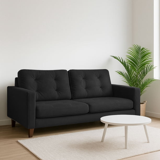 Sofa Napoles 2C Tela Velvet Negro