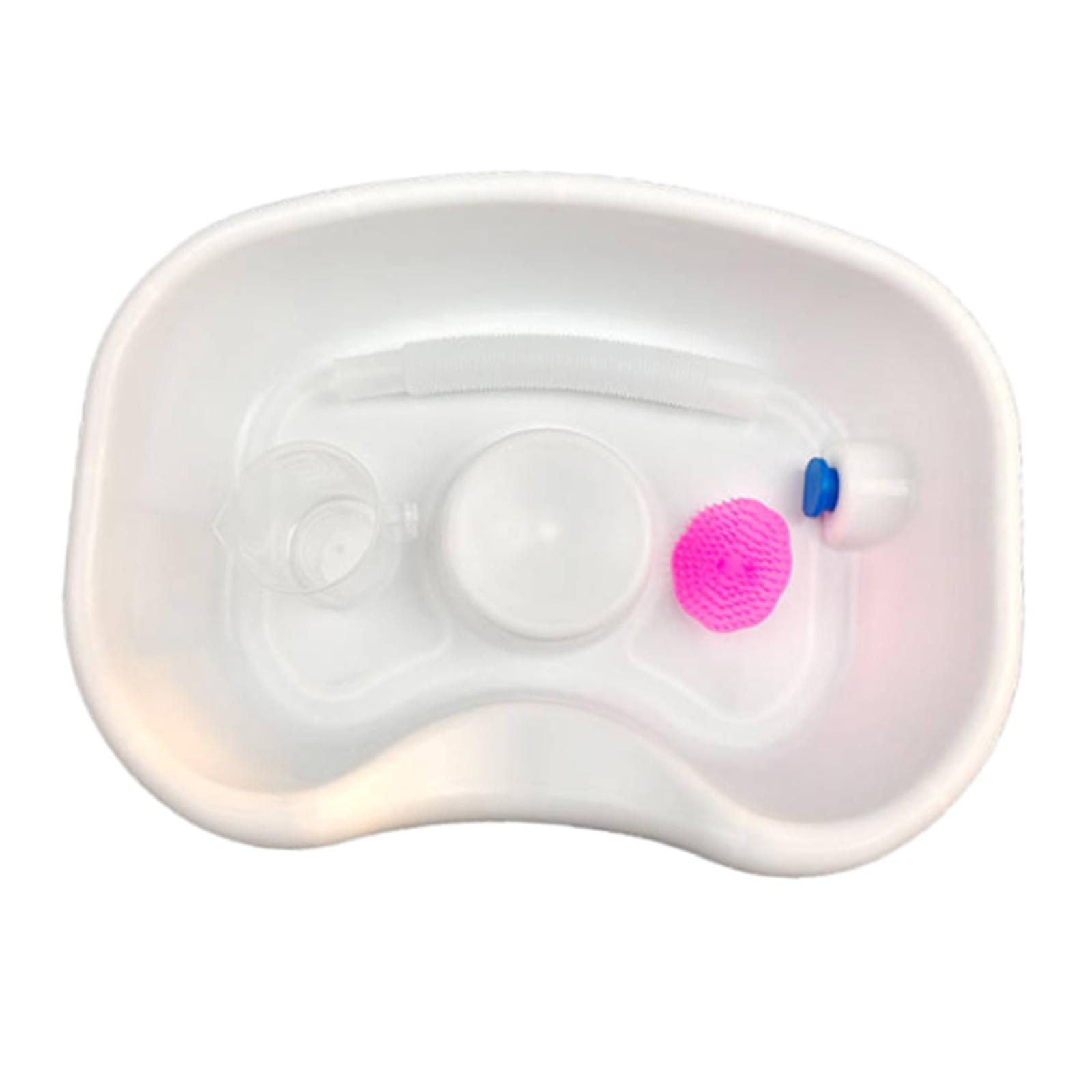 Magideal - Lavabo De Cabecera Con Cojín Para La Cabeza, Reutilizable, Con Manguera Retráctil De 150Cm, Estación De Lavado De Cabello Para Salón En Casa, Postrado Blanco