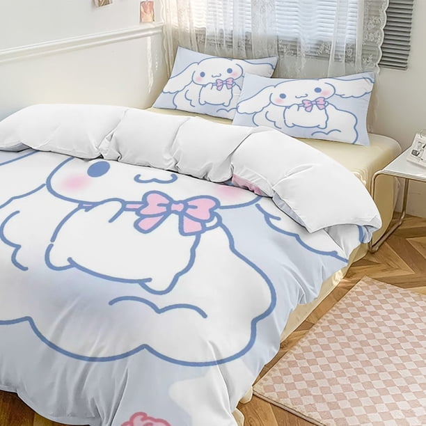 Cinnamoroll 3-Piece Twin Bed Set - Includes 1 Single Comforter And 2 Pillowcases Bedding - Fade Resistant Microfiber - Cinnamoroll