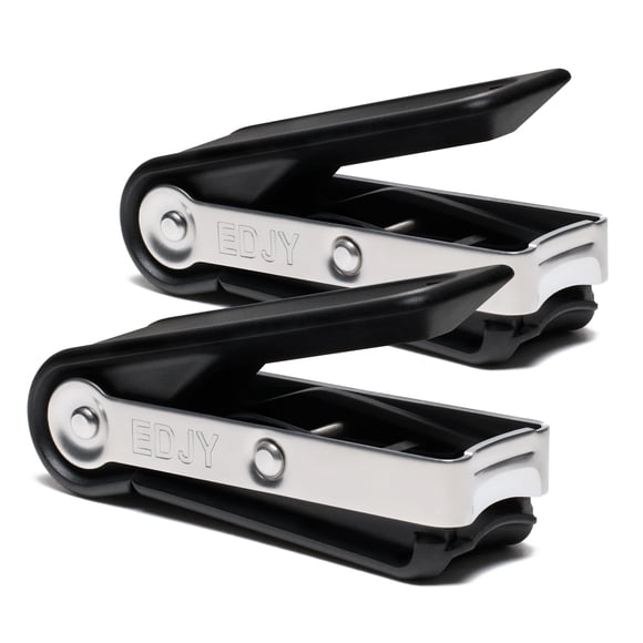 Cortador de uñas EDJY Precision de acero inoxidable, paquete de 2 unidades, negro