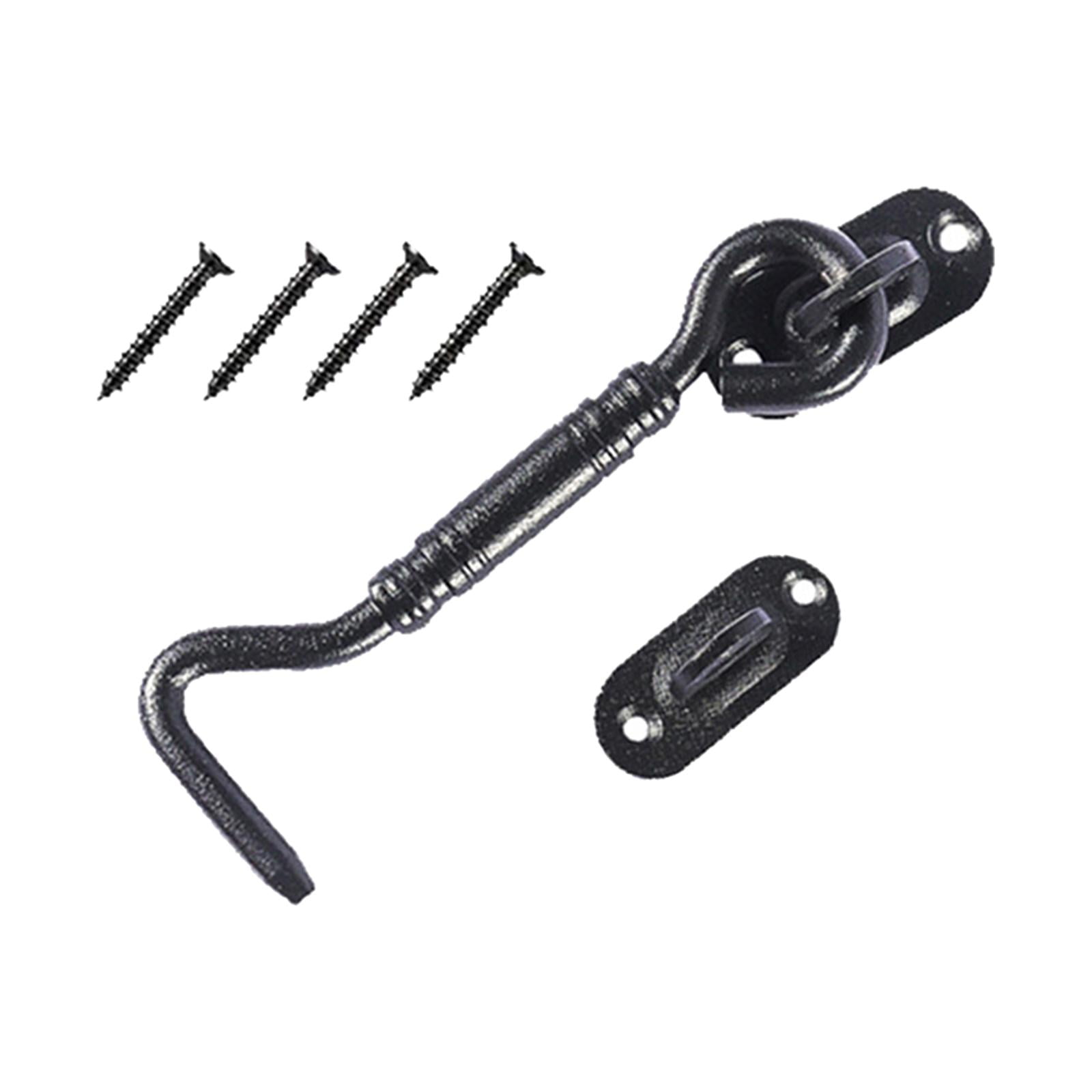 Magideal - Cerradura De Puerta De Granero, Gancho De Puerta De Material Acero Inoxidable De 4 Pulgadas Y Pestillo Con Tornillos De Montaje, Pestillo De Cerradura Negro