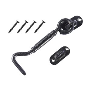 Magideal - Cerradura De Puerta De Granero, Gancho De Puerta De Material Acero Inoxidable De 4 Pulgadas Y Pestillo Con Tornillos De Montaje, Pestillo De Cerradura Negro