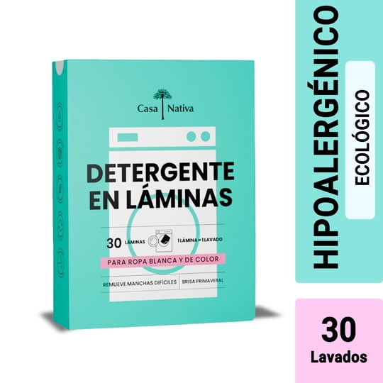 Detergente Concentrado En Láminas Biodegradables, Aroma Brisa Primaveral 30 Un Casa Nativa