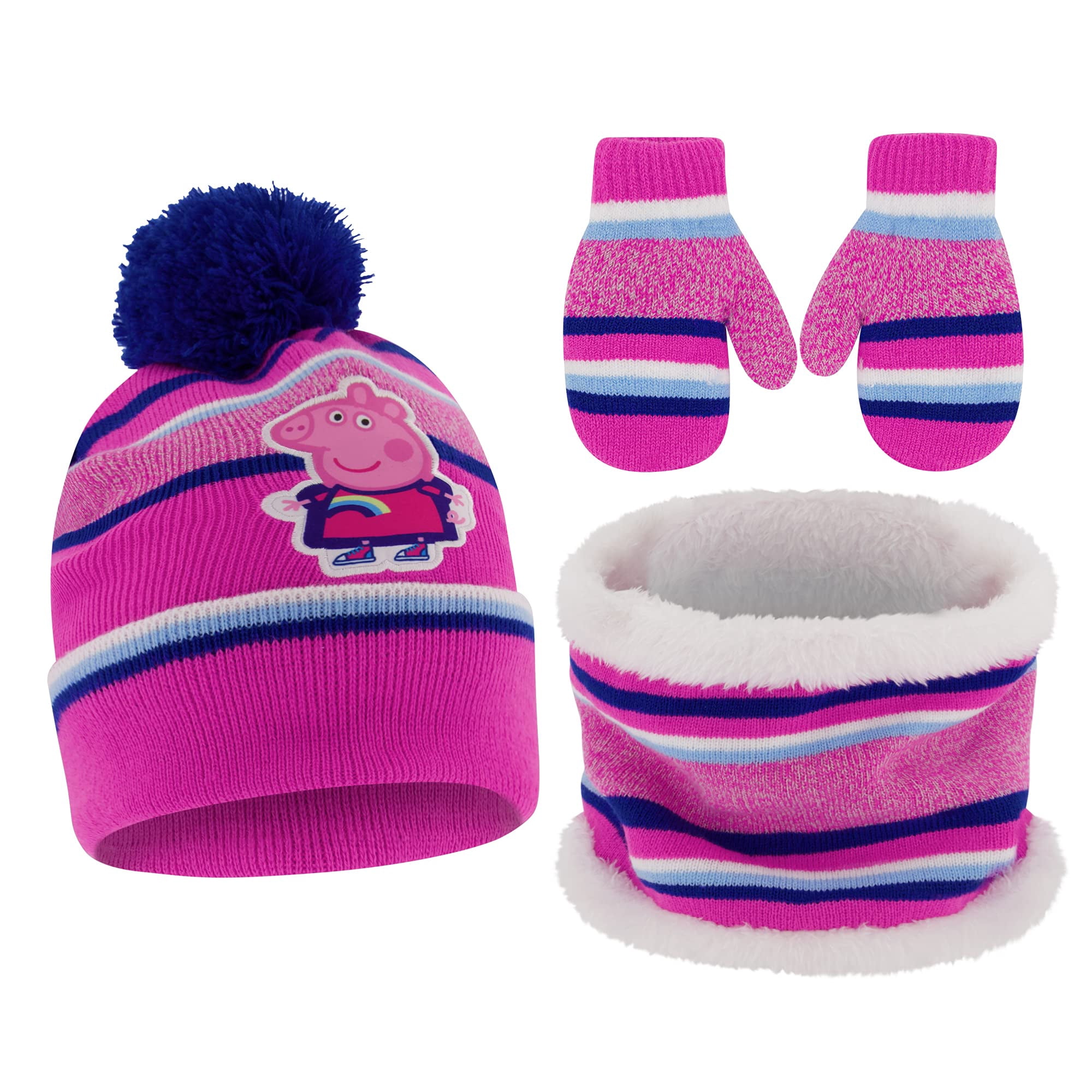 Set De Gorro, Guantes Y Cuello De Invierno Para Niña Hasbro Peppa Pig 2-4 Años