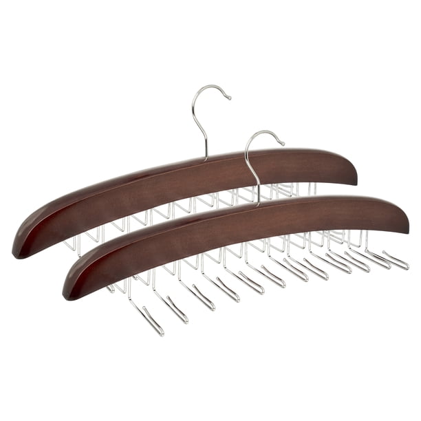 REGALWOVEN 2 Piezas Percheros, Perchero de Madera para Organizador de Armario, Almacenamiento Ahorra Espacio para Corbatas, Tirantes y Cinturones Nogal 24
