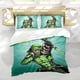 thumbnail image 5 of Flecha Verde Conjunto de sábanas temático, trío de piezas, cómodo y amigable con la piel, diseño único, regalo de decoración para el hogar para familiares, amigos y fans,135cm *200cm, 5 of 6