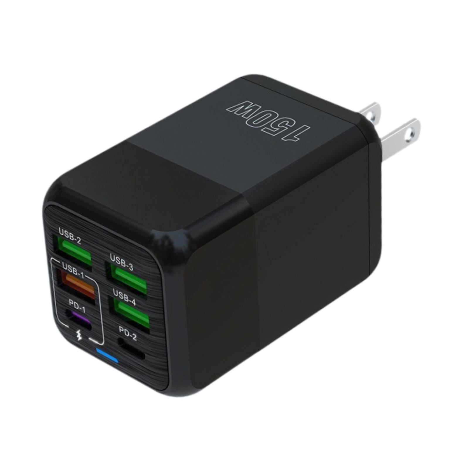 Magideal - Bloque De Carga Usb C, Adaptador De Cargador Usb Portátil De 150 W Para Viajes Con Smartphone Negro