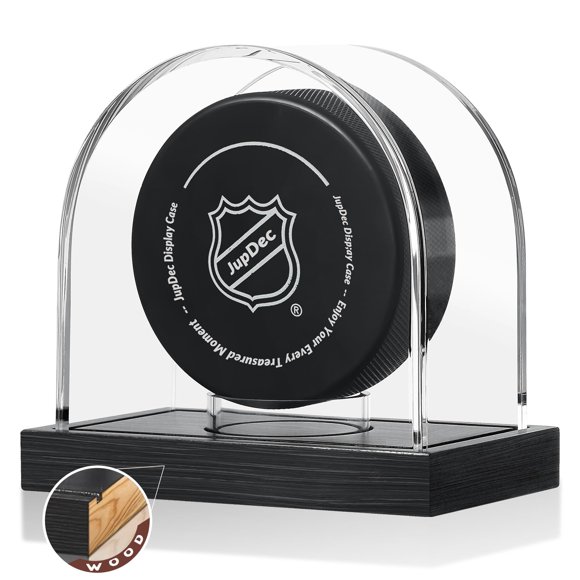 Vitrina JupDec para Disco de Hockey con Base de Caoba Negra