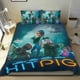thumbnail image 1 of Hitpig Conjunto de sábanas temático, trío de piezas, cómodo y amigable con la piel, diseño único, regalo de decoración para el hogar para familiares, amigos y fans, 90 cm * 190 cm, 1 of 6
