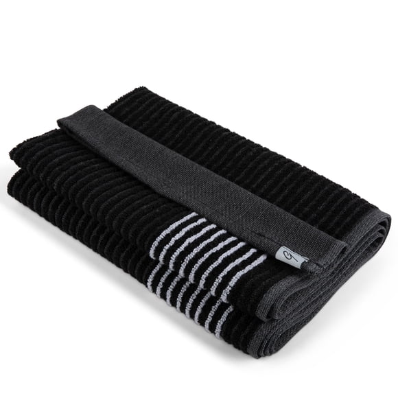 Toalla E9 GOLF 56 cm x 112 cm Rayas negras y blancas