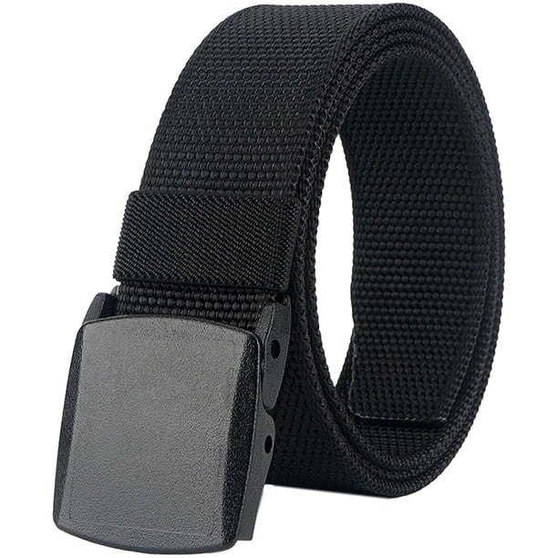 Cinturón de nailon para hombre, con hebilla de plástico, transpirable, para trabajo y deportes, 130cm, Negro