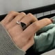 thumbnail image 2 of Anillo Pareja Compromiso Ilusiones Plata S925 Calidad Ajustable Corazon negro, 2 of 3