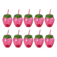 Magideal - 10 Uds. Botellas De Agua De Dibujos Animados, Taza Para Beber, Botellas Para Beber De 500Ml Con Tapa, Taza A Prueba De Fugas En Forma De Fresa Para