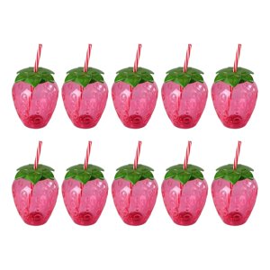 Magideal - 10 Uds. Botellas De Agua De Dibujos Animados, Taza Para Beber, Botellas Para Beber De 500Ml Con Tapa, Taza A Prueba De Fugas En Forma De Fresa Para