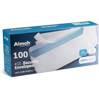 Sobres De Seguridad Aimoh #10, 4,125 X 9,5 Pulgadas, 100 Unidades, Blancos, 24 Libras