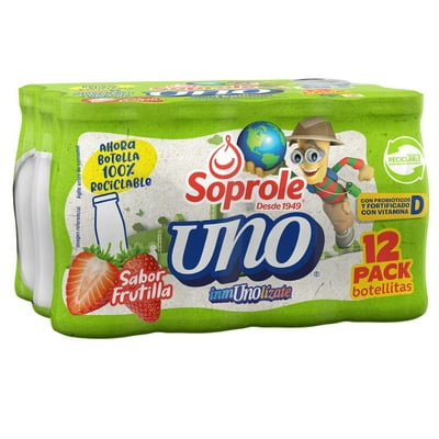 Bebida Láctea Probiótico Uno Sabor Frutilla Pack 12 Botella 80 Ml C/U Soprole