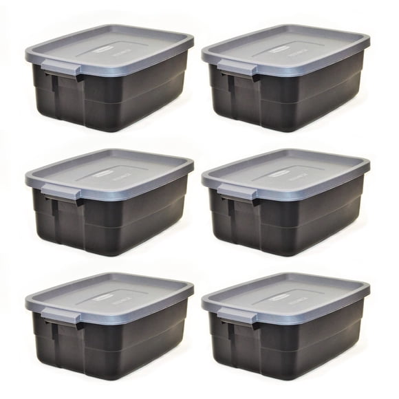Bolso Rubbermaid con cuello rugoso, 37,85 L, paquete de 6 unidades, negro y gris
