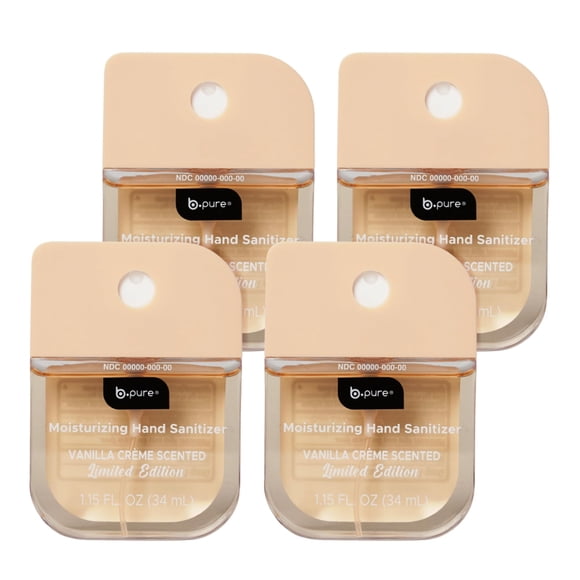 Spray desinfectante de manos b.pure Vanilla Crème, 4 unidades de 34 ml