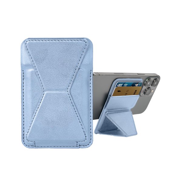Soporte Magnético Wallet De Piel Vegana Para Teléfono Color Azul
