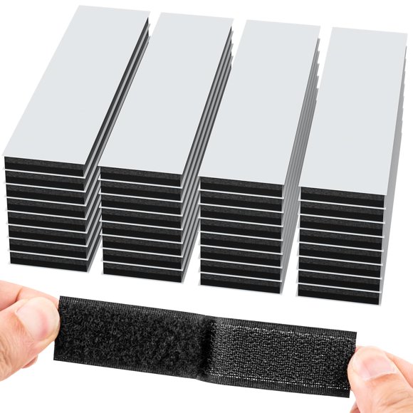 Cintas de gancho y bucle TEELLA 1 × 4 pulgadas (2,5 × 10,2 cm), 32 unidades, negro