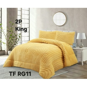 Aladdins Shop - Cobertor De Invierno Texturizado Con Chiporro King Lineas Amarillo