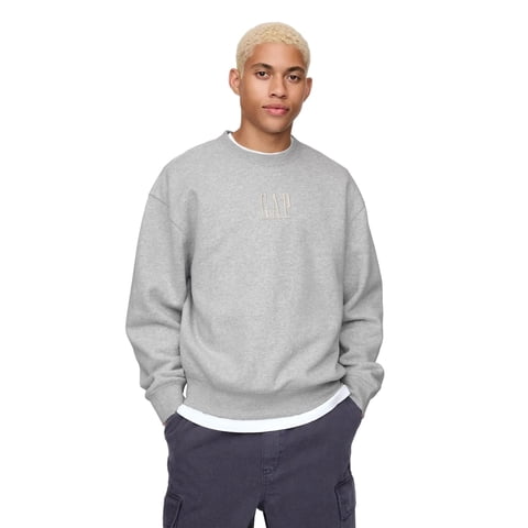 Sudadera Con Cuello Redondo Y Logotipo De Gap Para Hombre Lt Grey Heather