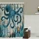 thumbnail image 3 of 1pc Octopus Starfish Bathroom Rugs and Shower Curtain Set with 12 Hooks - Machine Washable Polyester Fabric, Non-Slip, Absorbent Mat, U Shaped Toilet Mat and Toilet Cover - Home Decor Accessories, 3 of 4