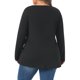 thumbnail image 3 of Agnes Orinda Disfraces de Halloween para Mujeres Talla Grande Camiseta con Cuello Redondo Plisado de Manga Larga Blusa Suave y Casual 3X Negro, 3 of 6