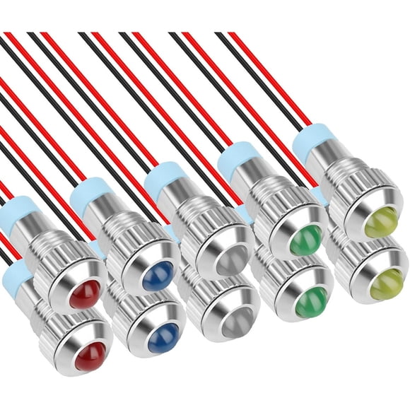 Luz Indicadora Led 12v 8mm Ip67 Multicolor 10 Unid
