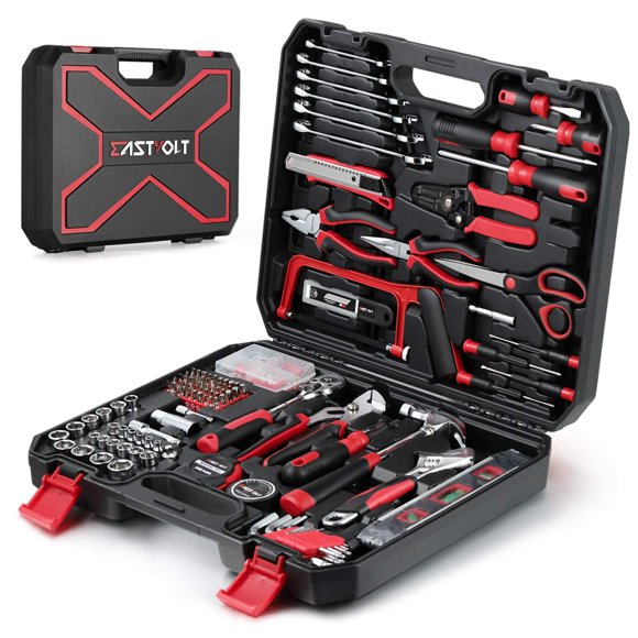 Kit de herramientas Eastvolt de 218 piezas para el hogar con caja de herramientas