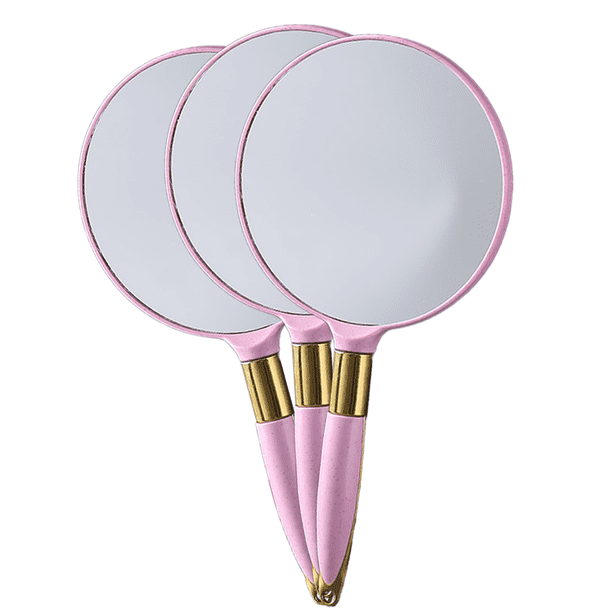 Espejo de mano, espejo de mano con asa, espejo de maquillaje retro de alta definición, espejo de belleza, tocador portátil para llevar en el bolso.