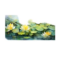 Genérico - Cuadro Flores De Loto Amarillo Y Verde 100X50 Cm