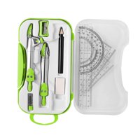 Magideal - Kit De Geometría Matemática, Juego De Brújula, Transportador, Regla Triangular, Papelería, Escolaridad Con Estuche De Almacenamiento Para Dibujo, , Verde