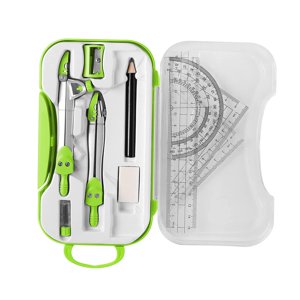Magideal - Kit De Geometría Matemática, Juego De Brújula, Transportador, Regla Triangular, Papelería, Escolaridad Con Estuche De Almacenamiento Para Dibujo, , Verde