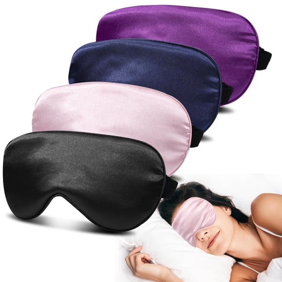 Máscara para dormir JroyJoy Silk 100% opaca con correa ajustable, paquete de 4