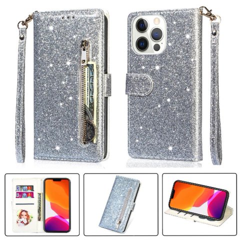 Foxdock - Funda Para Elegante Funda Iphone 13 Pro Glitter Con Cremallera-Ideal Para El Uso Diario