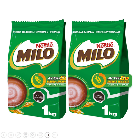 Pack X 2 Bolsas Saborizante Para Leche Milo® Activ-go® 1000g