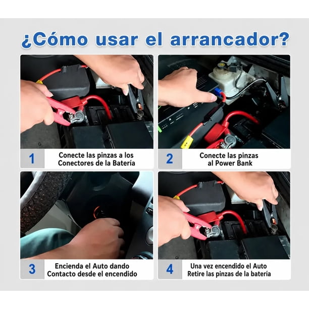 Arrancador De Bateria Para Auto Cargador Portatil Multi-funcion Jump Starter Kit Con Pinzas Inteligentes Power Bank Linterna LED Maletin De Emergencia Para Vehiculos 12V Premium FIGOIMPORT