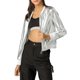 thumbnail image 5 of INSPIRE CHIC Chaqueta Bomber Casual para Mujer con Cuello Alto, Cremallera Metálica y Largo Recortado S Plata, 5 of 8